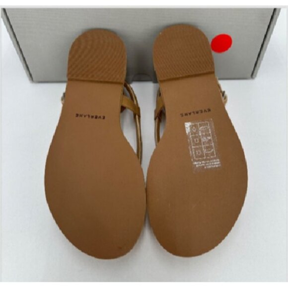 Everlane The Endless Summer Sandal sz 6.5 Light Taupe Leather Thong Ankle Strap - Picture 2 of 3